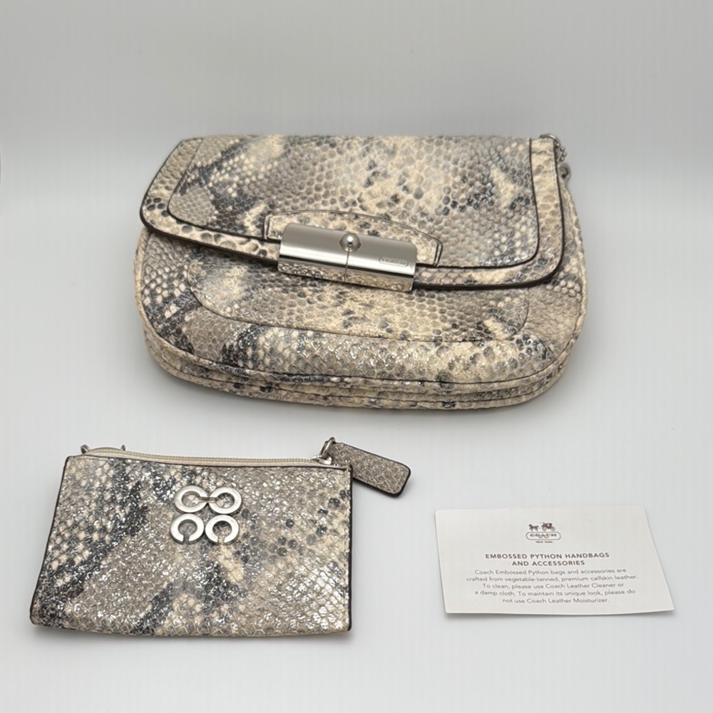 Coach Python Embossed crossbody bag and matching Change Purse Set